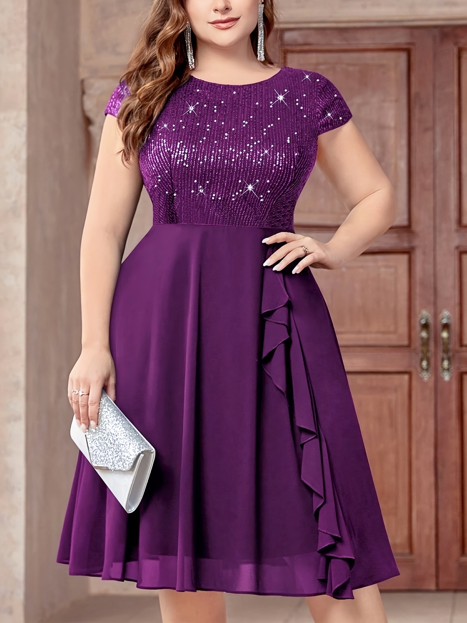 green emerald velvet dress Plus Size Fitted One Shoulder Satin Gown by Ladivine PT004C main image 0