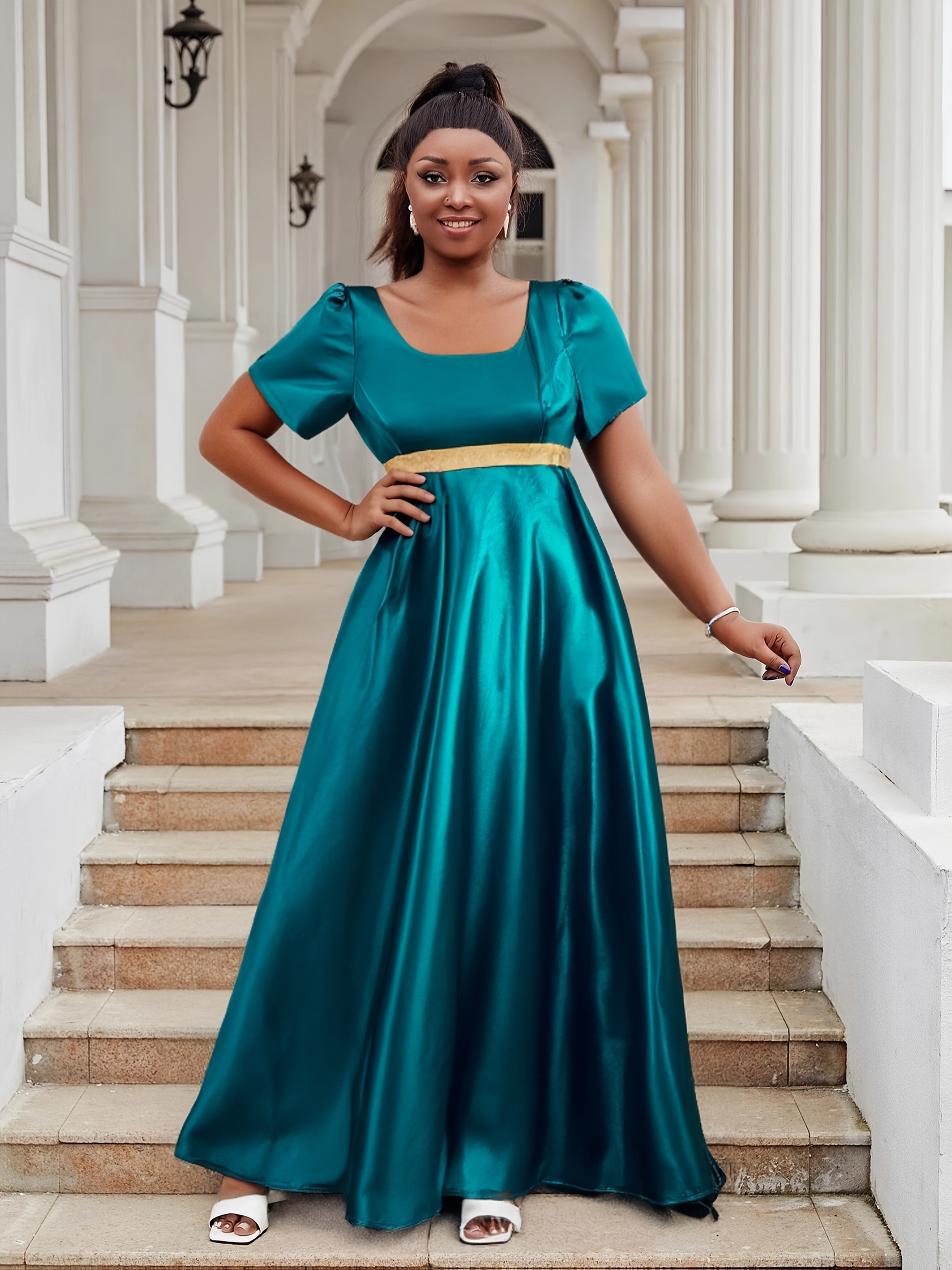 plus size womens square neck organza prom evening gowns - Temu