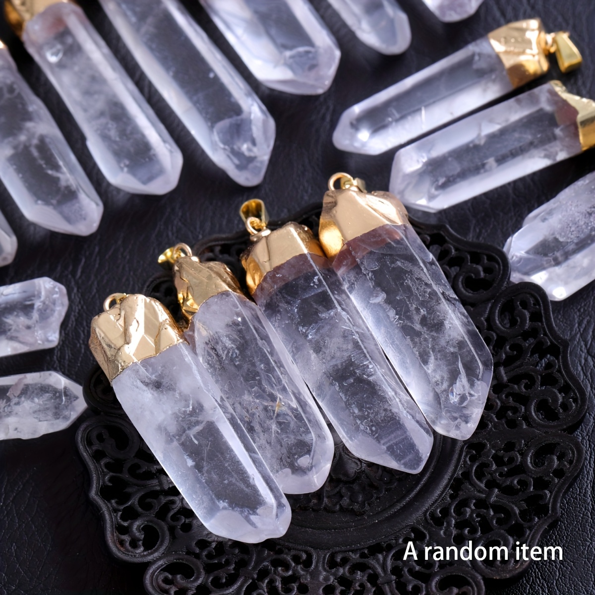 TEMU 1/5/8 piezas Colgante de Columna de Cuarzo Irregular Chapado en Oro, Dijes Unisex para Collar y Bolso, Adiciones de Cristal para Uso Diario y de