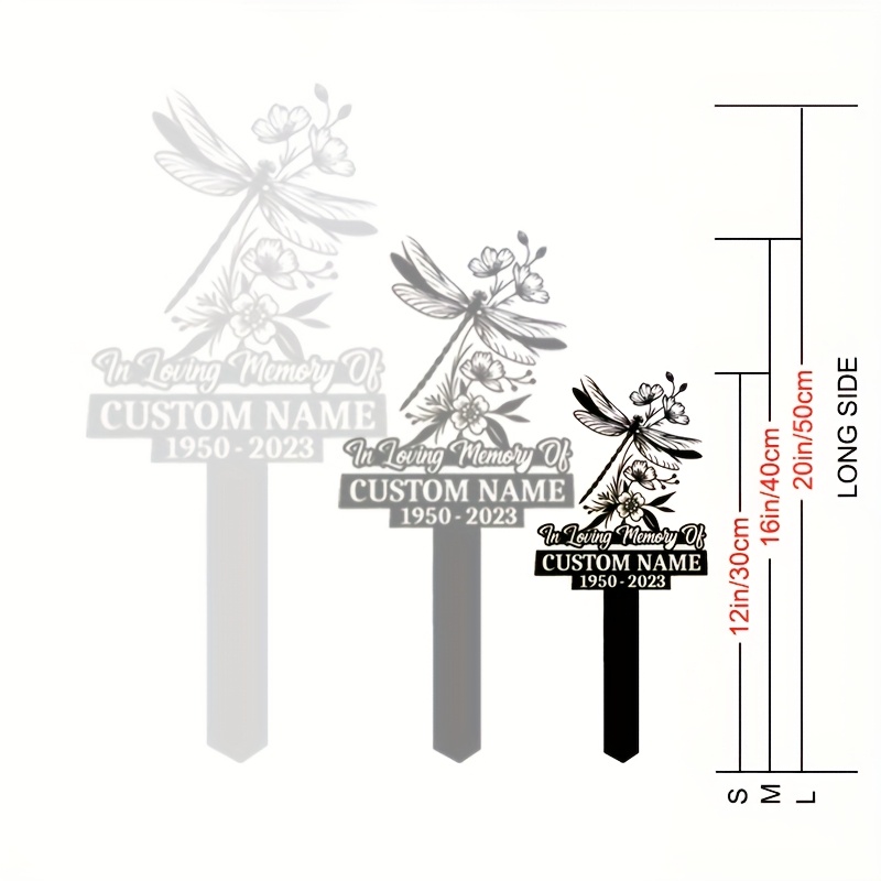 TEMU Dragonfly Memorial Garden Signs, Custom Name , Personalized Dragonfly Memorial Signs, Outdoor Decor, Dragonfly Memory, Sympathy Gifts