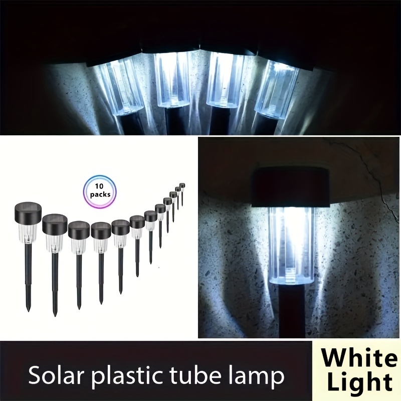 10pcs solar led lights solar outdoor led stainless steel stick lights solar landscape decorative lights suitable for courtyards lawns   decks driveways and gardens holiday parties garden sidewalk decoration