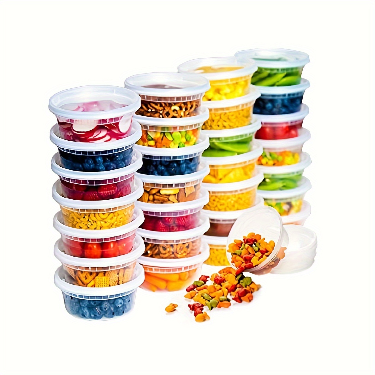 

8 Ounce To Go Boxes, 40 Microwavable Round Soup Containers-clear Plastic Lids Included