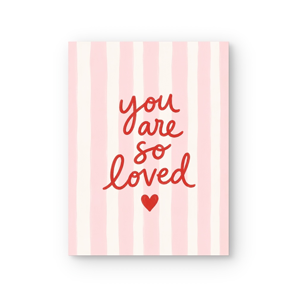 TEMU 2d Flat, 1pc "you Are " Vertical - Red Cursive Heart & Soft Pink Stripes Suitable For Kids Room, Boho Decor, Affirmation Print For Bedroom,