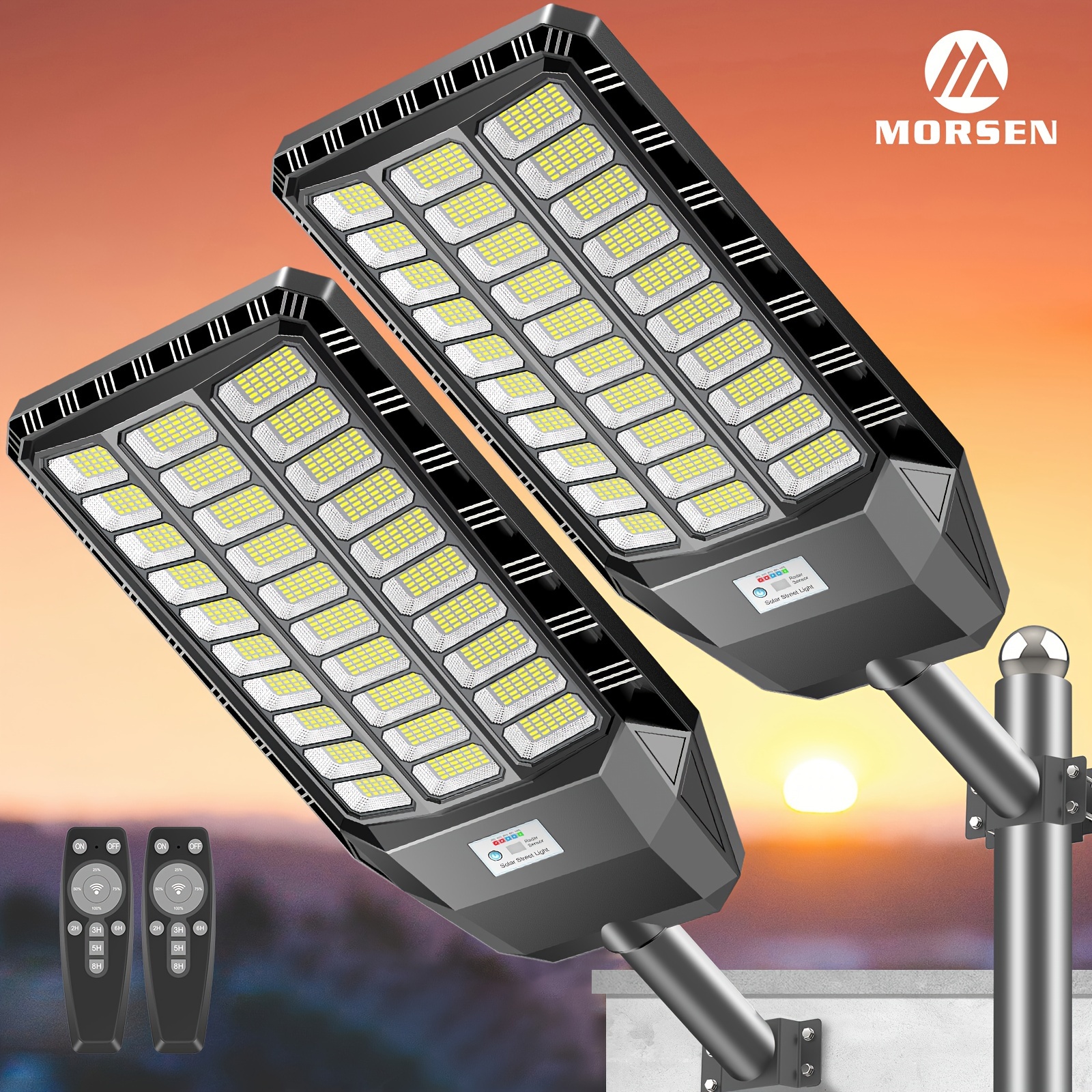 

Solar Street Lights, 6000w Solar Lights Commercial Grade 420000 Solar Lights Outdoor Waterproof Outdoor Lighting 3d Motion Sensor With Remote Control 2 Pack