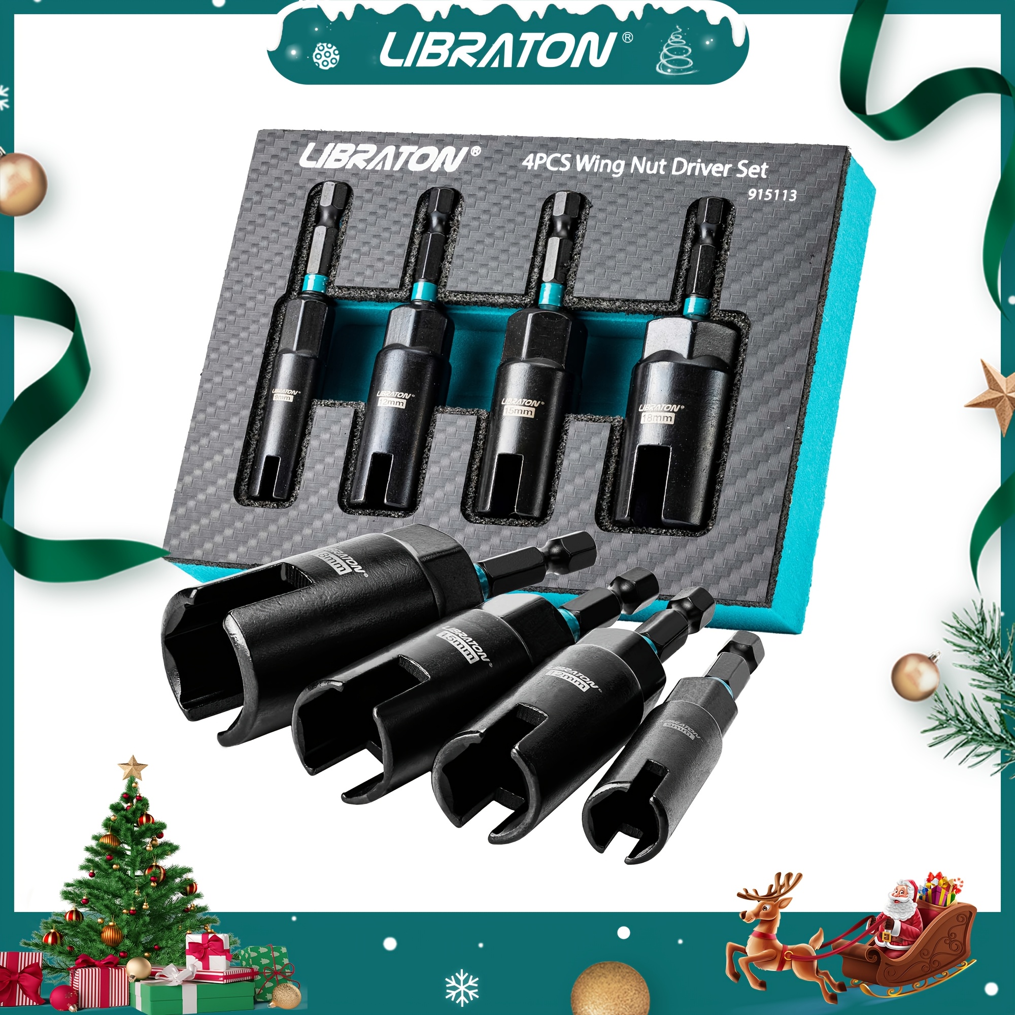 

Libraton 4pcs Wing Nut Driver Bit Set - Steel Tool With 1/4" Hex Shank Compatible With Drill Drivers And Impact Wrench, Rust Resistant, No Required