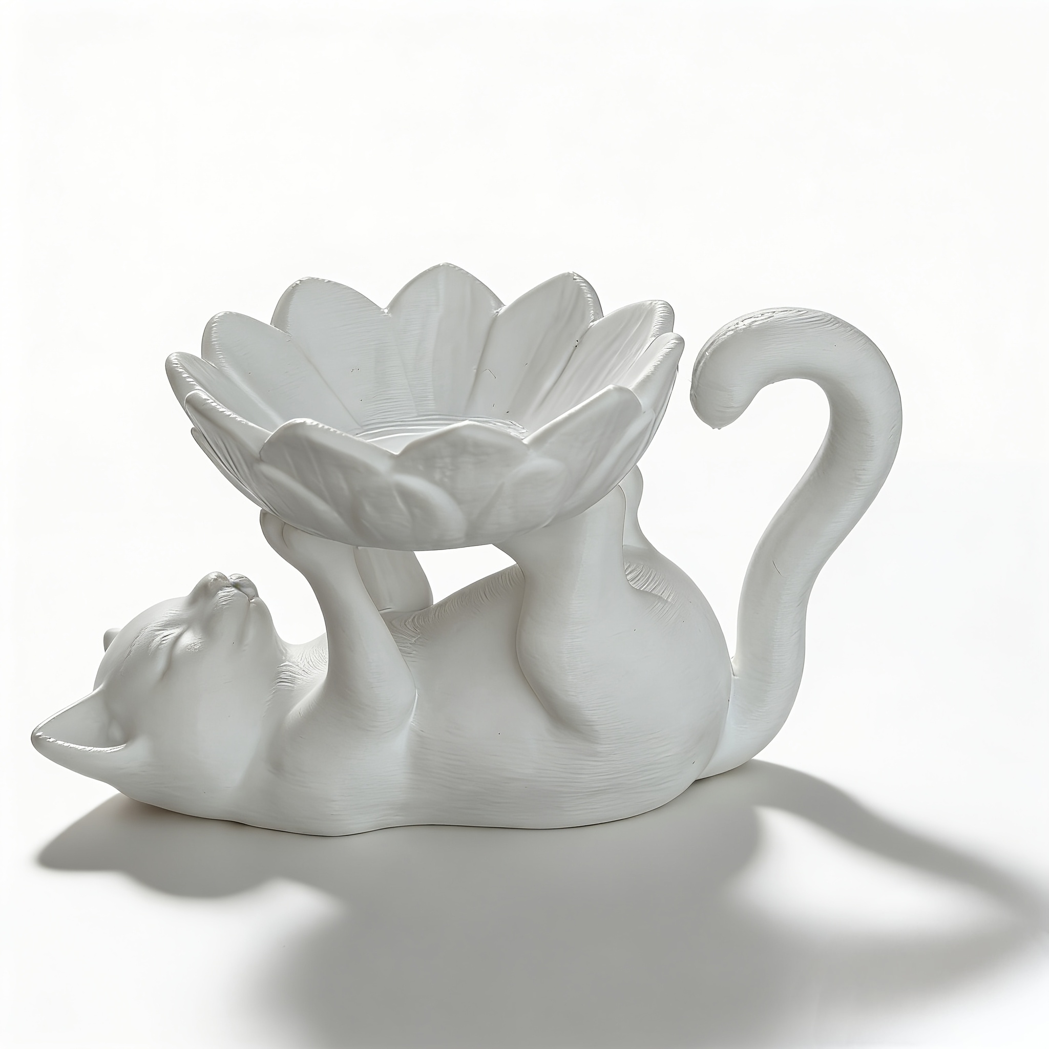TEMU Light Luxury Minimalist Lying Cat For Lotus Jewelry Tray, Four-paws Cat Jewelry Storage Dish, Suitable For Rings, Earrings, Necklaces, Dressing