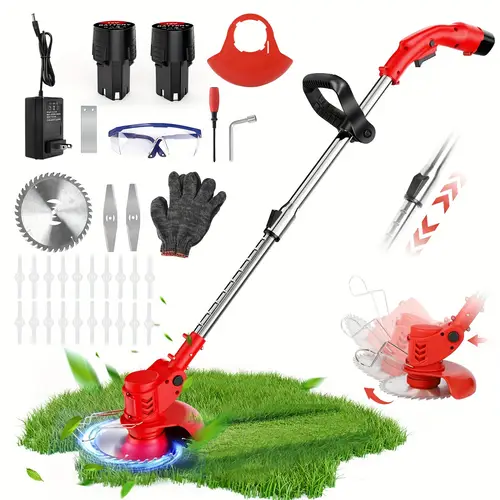 cordless lawn mower killer 6 inch lawn mower without wheels with 3 types of blades lithium powered garden and lawn trimmer lawn mower electric cordless killer lawn trimmer red