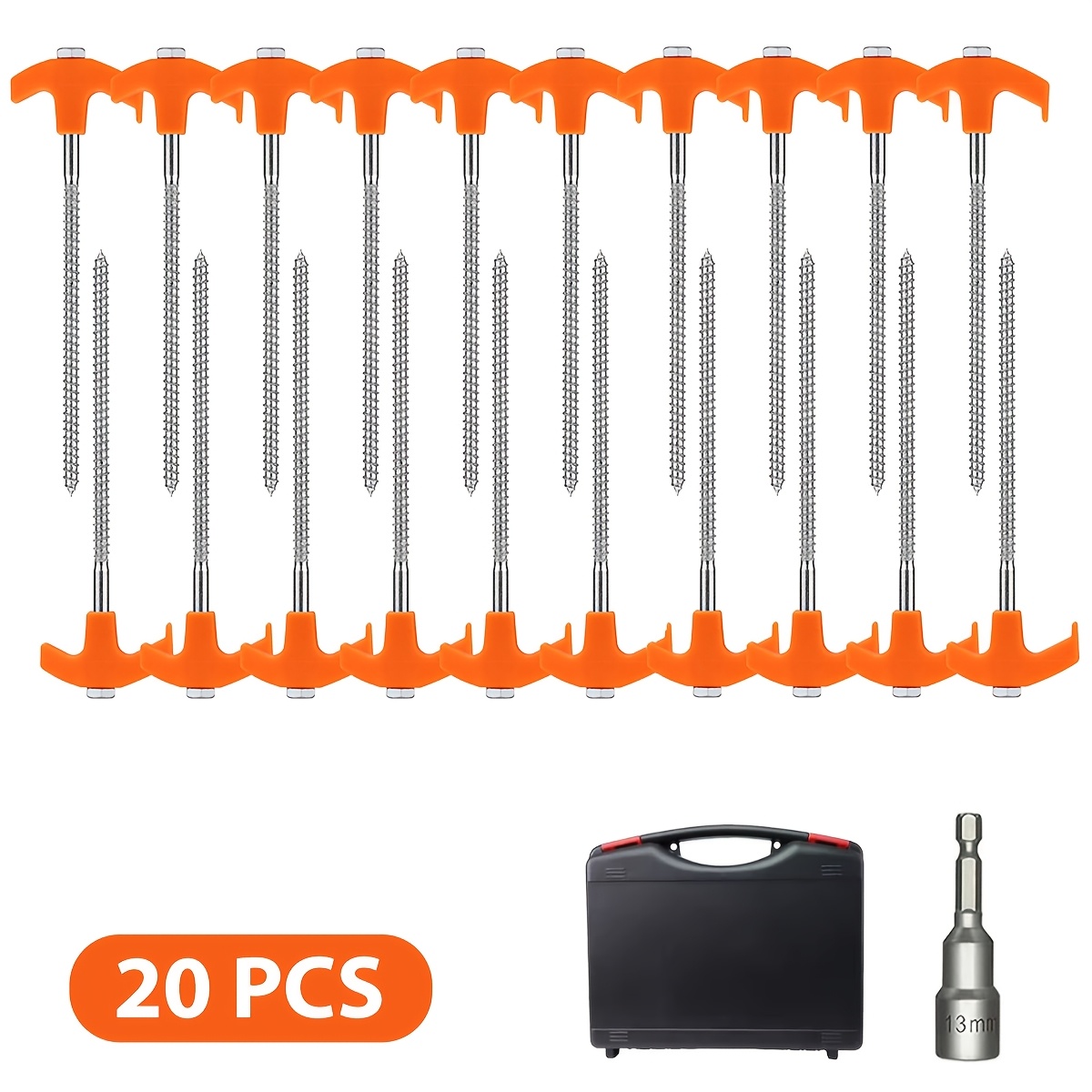 12/20-pack Tent Stakes, Sturdy Stainless Steel Tent Stake, Metal Threaded Ground Anchors, Tent Stakes For Camping