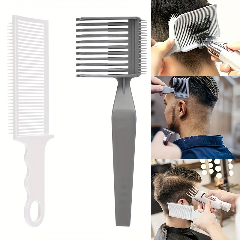 

2-piece Set Multifunctional Long Handle Men's Gradient Haircut Comb Set - Professional Barber Shop Tool For Normal Hair - Hair Cutting Accessories For Men