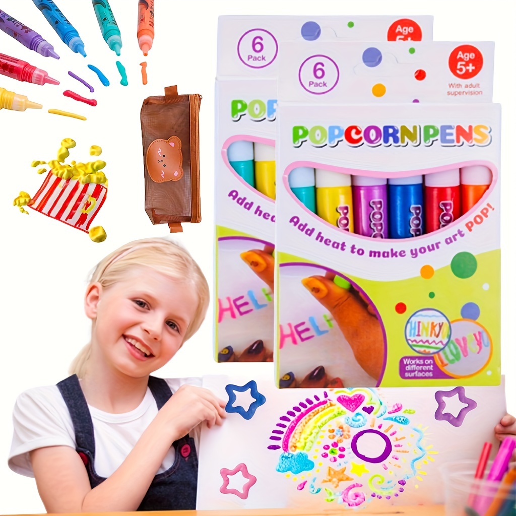 Magic Puffy 3D Art Pens Ink Puffs Up Like Popcorn Just Use