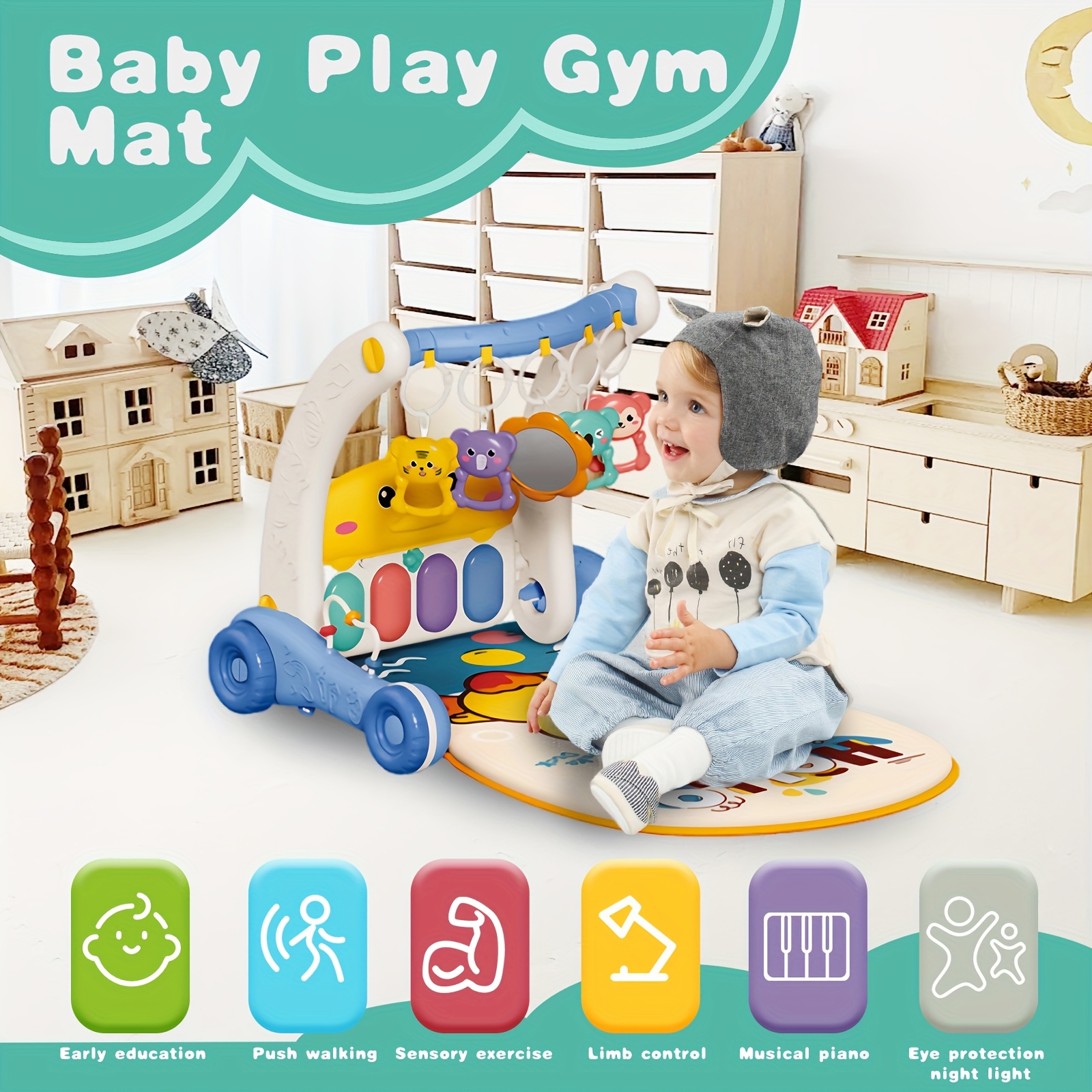 music lights baby floor play mat birthday christmas gift Temu - Main Image