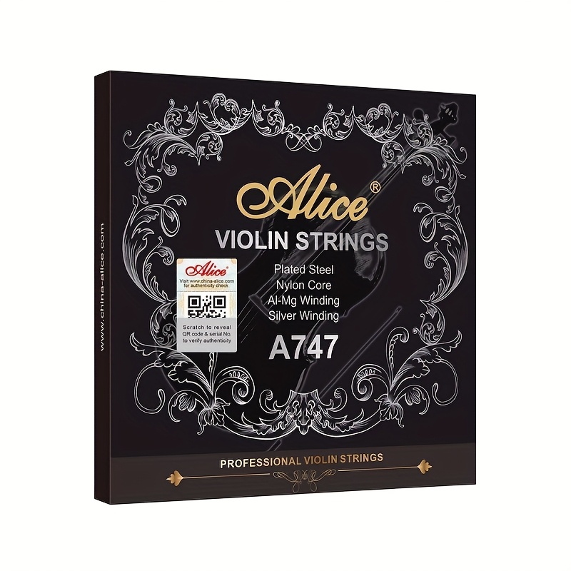 TEMU Professional Performance-grade Violin Strings, A747 Set, Coated Steel Bright Strings, High Carbon Steel Wire Core, Composite Nylon Core,