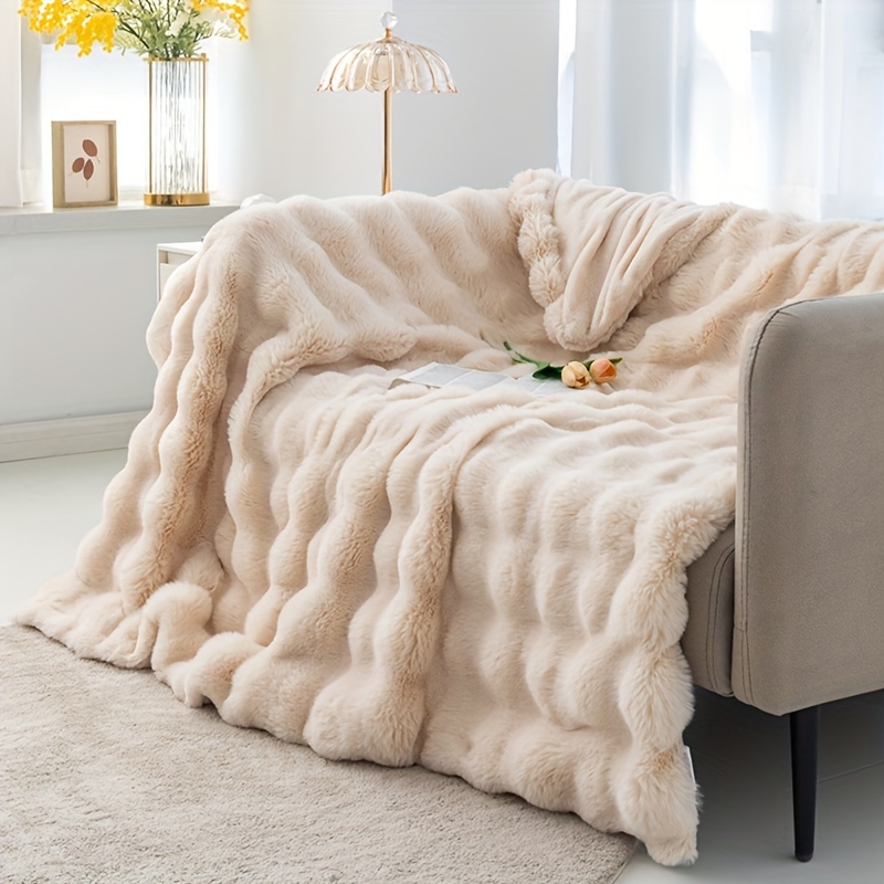 

Rabbit Fur Blanket Fur Blanket Double Blankets For Chair Bed Sofa ( , 160 X 200cm/63'' X 79'')