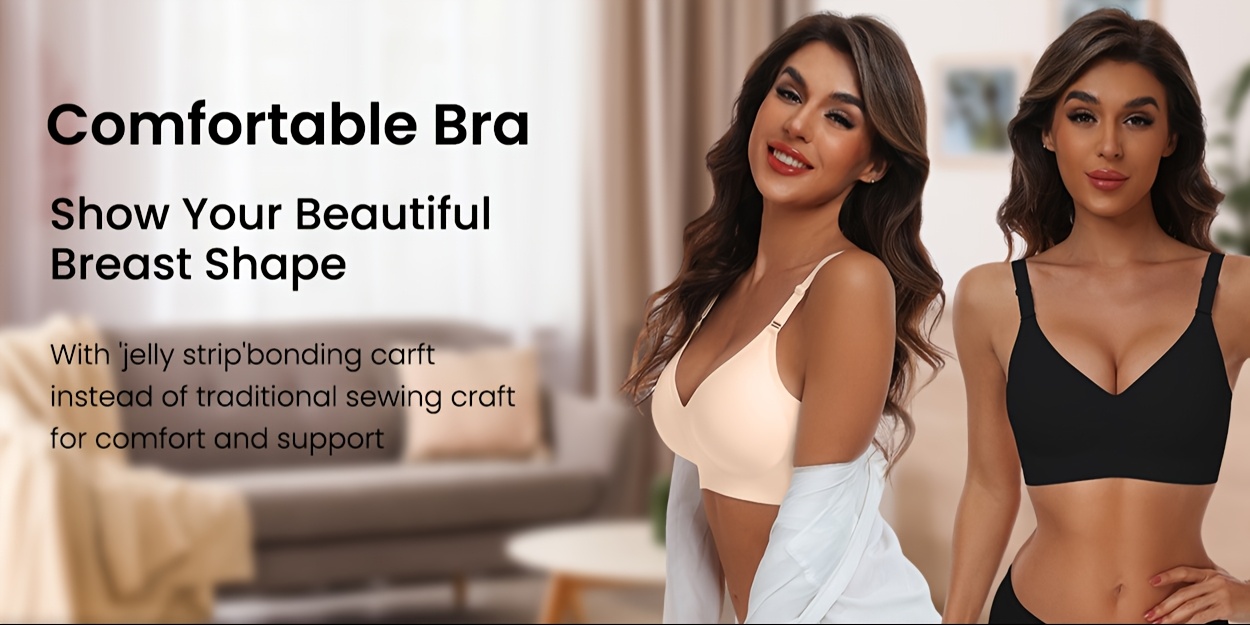 wirefree   bra v neck semi padded adjustable straps everyday t shirt bra for women Product details 0