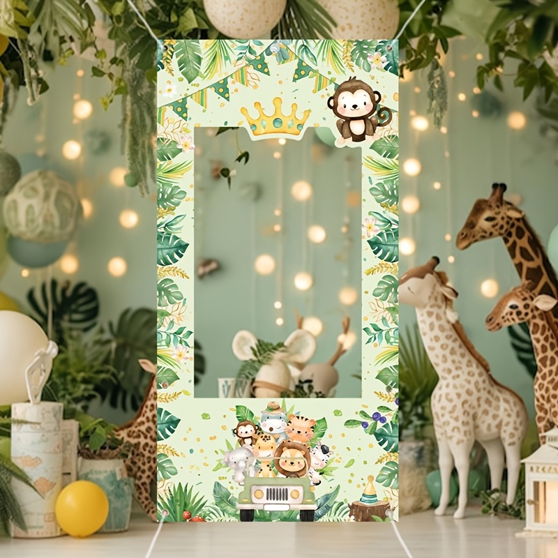 

1pc Vinyl Backdrop Photo Frame, 60x120cm - Green With & Friends, Ideal For Birthday & Shower Parties - Party Decoration & Photography Prop