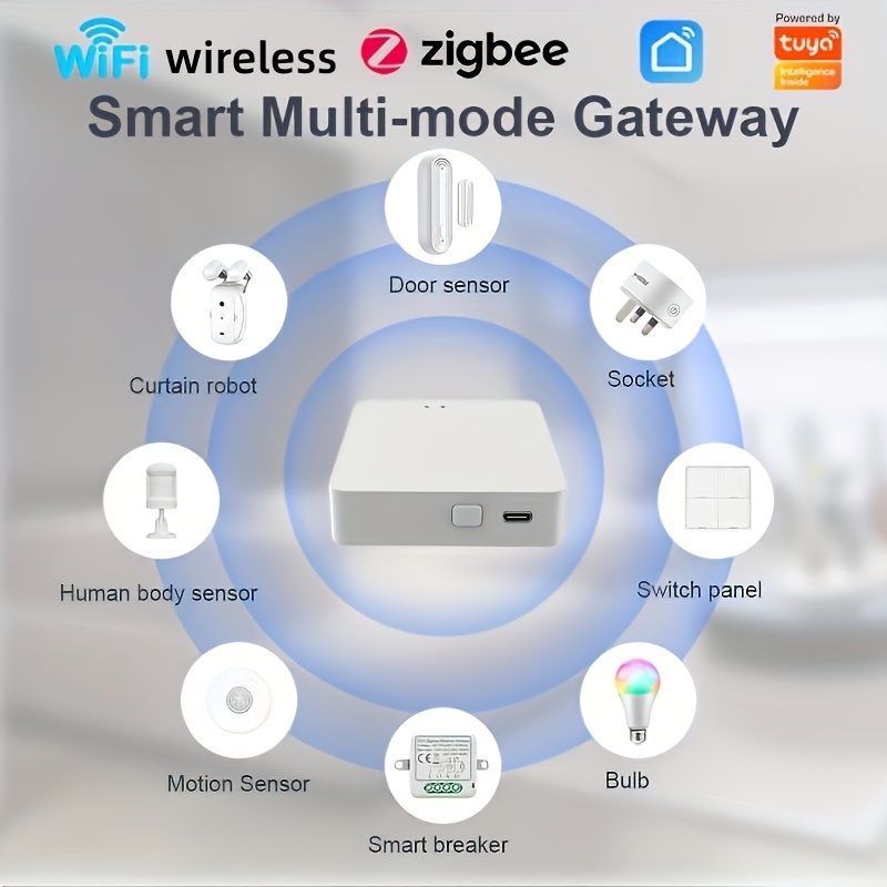 ZigBee & Bluetooth Mesh Gateway Hub: Multi-Protocol Smart Hub Gateway, Tuya  ZigBee Hub Voice Control via Alexa & Google Home, Wireless Remote