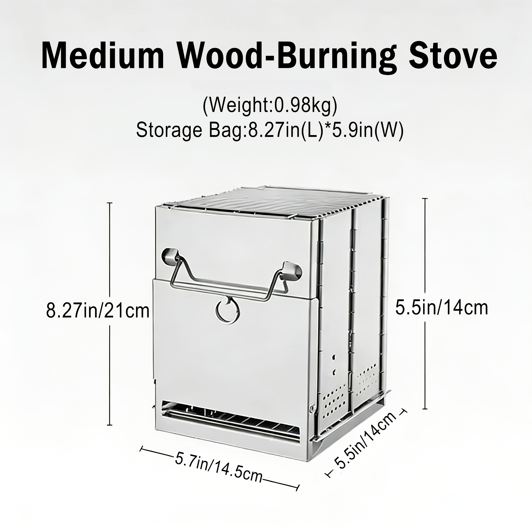 E-shop Outdoor Faltbarer Holzofen, Mini Edelstahl Grill, BBQ Camping Picknick, Faltbarer Multifunktionaler Holzofen, Holzofen mit Verschluss, Outdoor