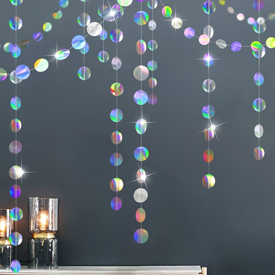 holographische kreis glanzgirlanden | schillernde kreis banner hängende streamer für dusche abschlussfeier hochzeit geburtstagsfeier dekoration, erwachsene laser silber, universelle feiertagsdeko