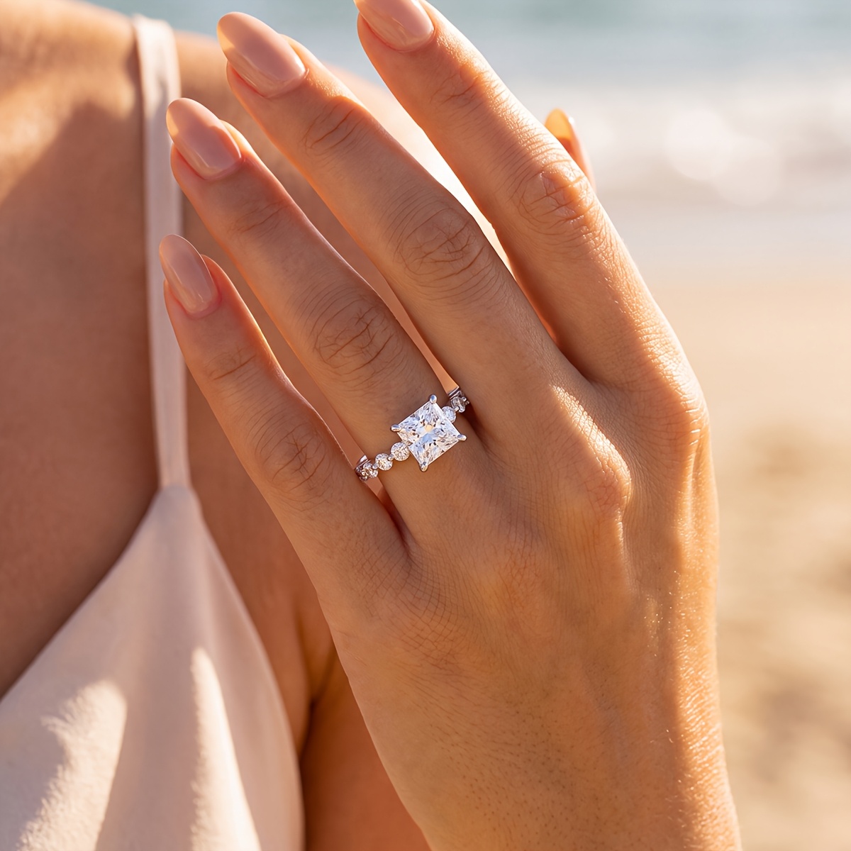 Women's Elegant European Style Square Ring, Super-Sparkling
