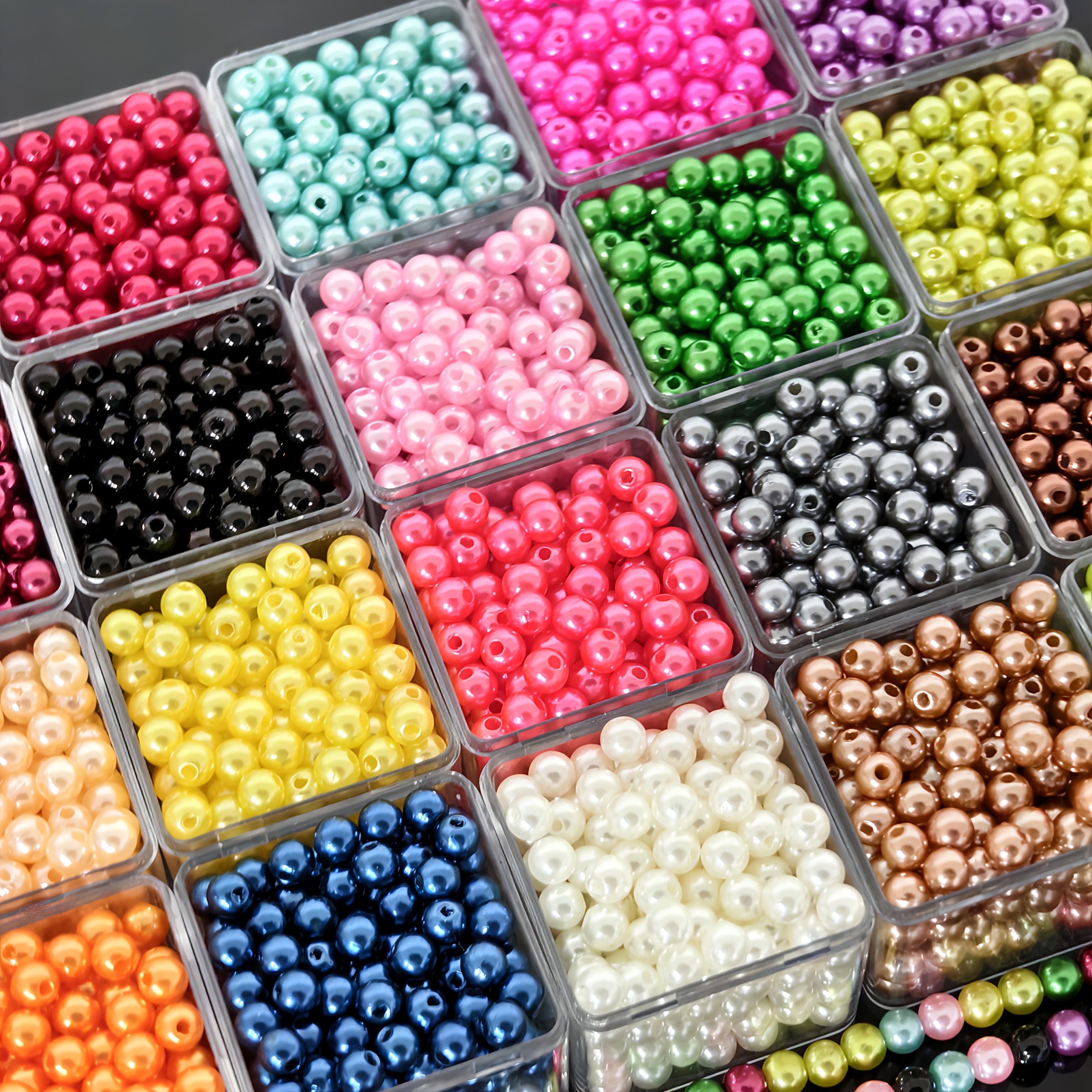 TEMU 990pcs 6mm 20 Colors High Quality Acrylic Round Beads, Suitable For Decorative Bead Making Handmade S Necklaces Earrings Weaving Art Small