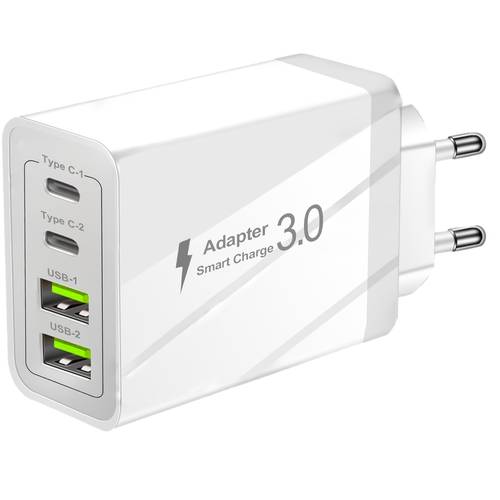 carregador usb 4 : 2 -c + 2 -a adaptador multiporta para múltiplos dispositivos - iphone, galaxy, ipad, pixel