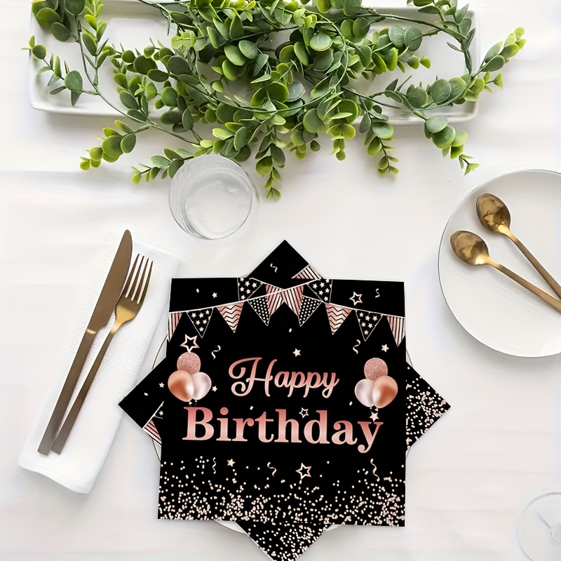 Tovaglioli 18° Compleanno Per Ragazza: 40 Pezzi, Oro Rosa, 33x33 Cm, Decorazione Tavolo Festa, Scritta "Alles Gute Zum 18. Geburtstag" - 4