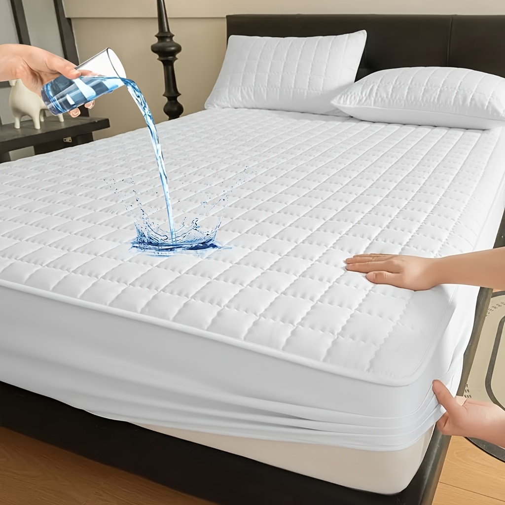 TEMU 1pc High Quality Fitted Mattress Protector Sheet, Full Coverage Bedding Cover With & Machine Washable; For Single/twin/full Bed Sizes (30cm Deep