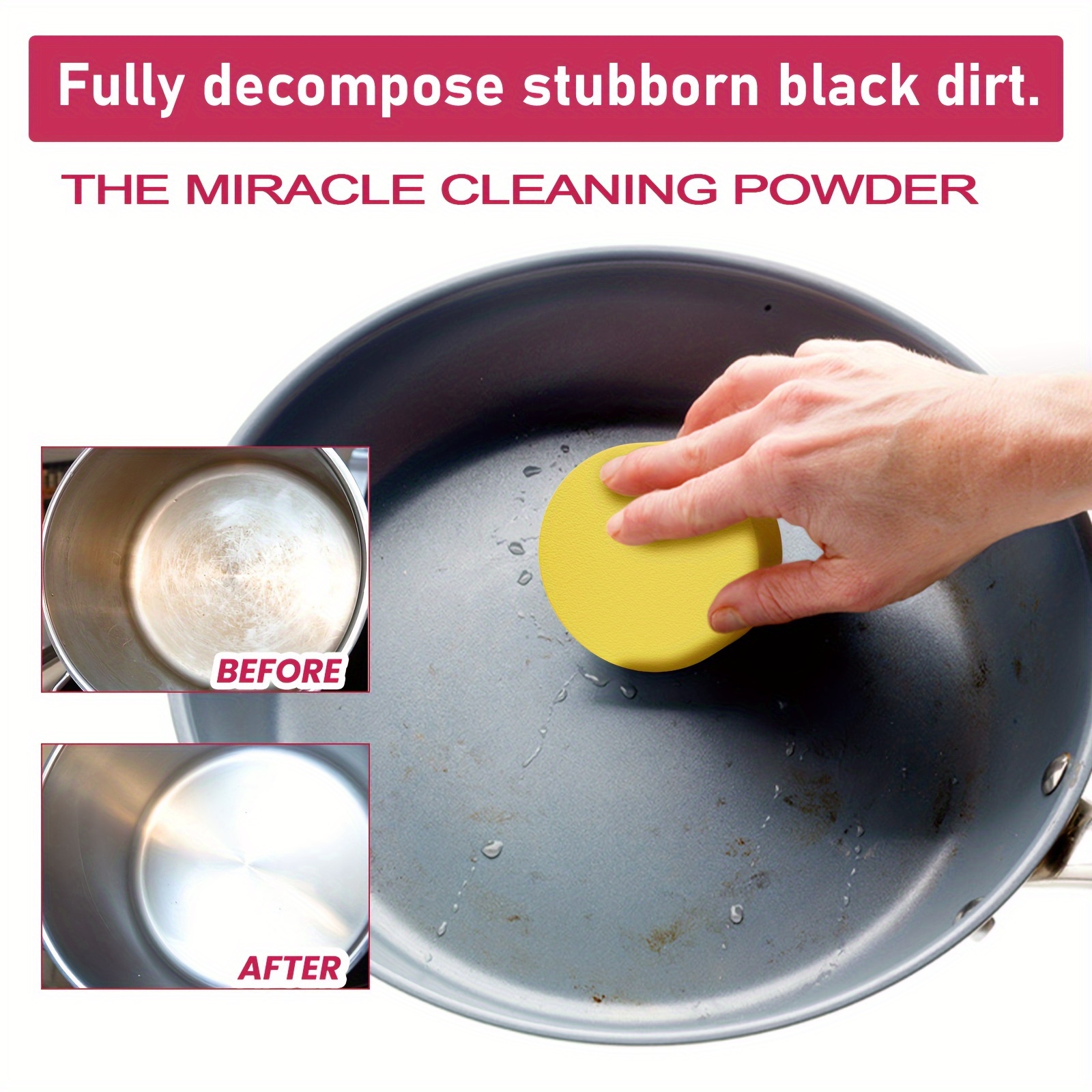       cleaning powder 2 pack kitchen cleaner for metal   low odor citric acid formula deep cleaning for range hood stovetop faucet   grease stain remover details 2