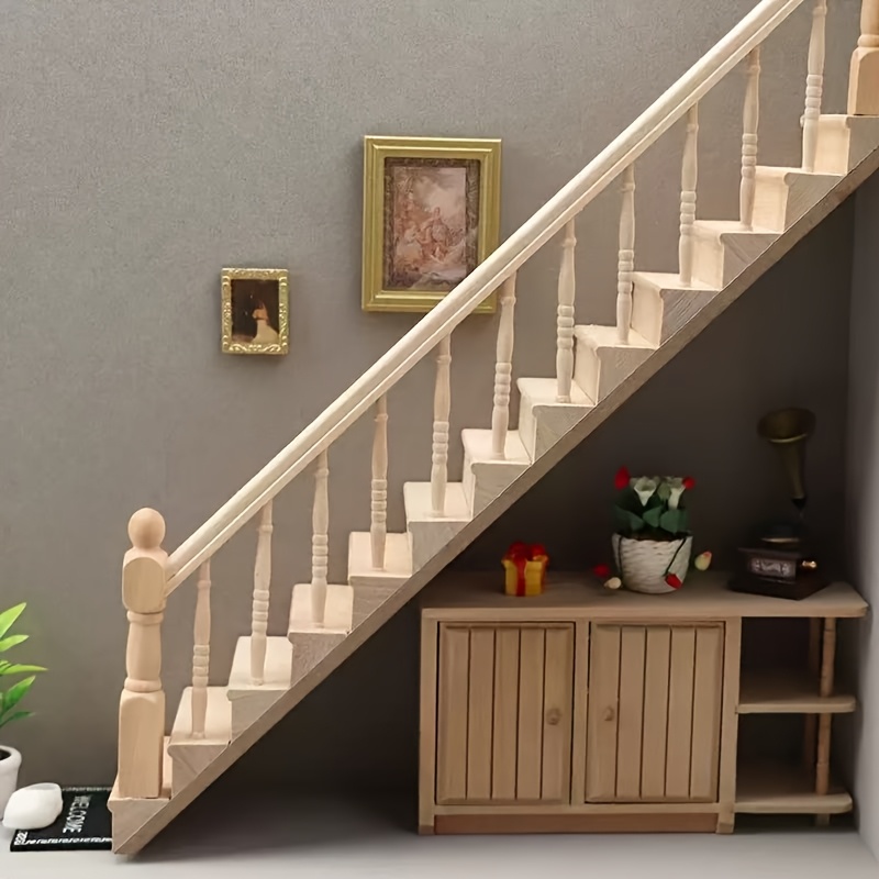 1 12 scale dollhouse model with mini furniture additions unpainted handrail stairs in bulk
