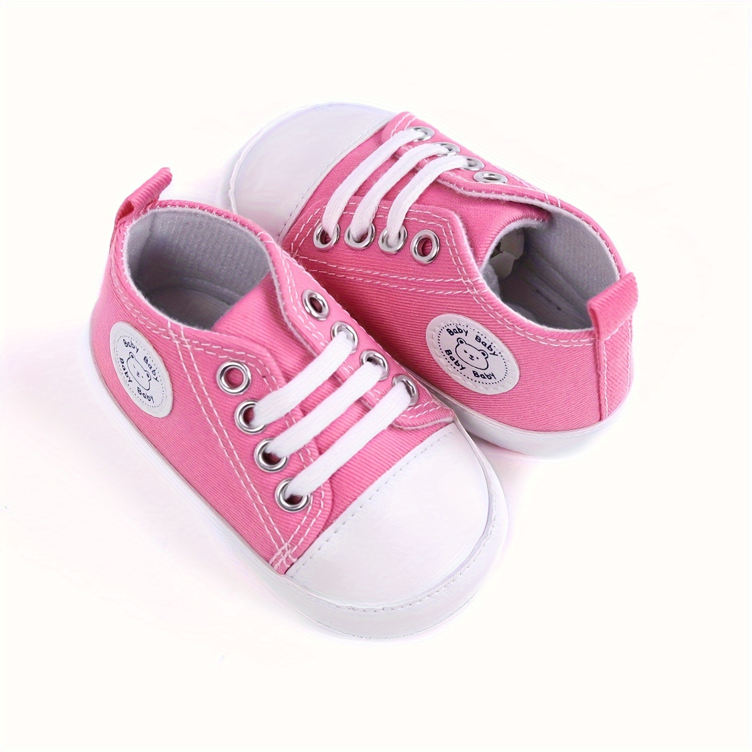 RABEISIR Baby ' Toddler Walking Shoes - Soft Canvas Sneakers with EVA Cushion, Adjustable Lace-Up Low-Top Design, 4-Color Options (White/Pink/Black/Red) for All-Season Casual & Party Wear, Party Toddler Sneakers | Classic Sneaker Design | EVA Cushioned Sole, Toddler Shoes, RABEISIR