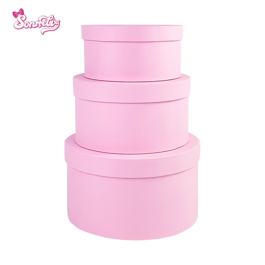 TEMU 3pcs Pink Cardboard Gift Boxes, Multi-sizes With Lids, Suitable For Daily Storage, Valentine's Day, Birthday, Anniversary, Souvenir, Christmas