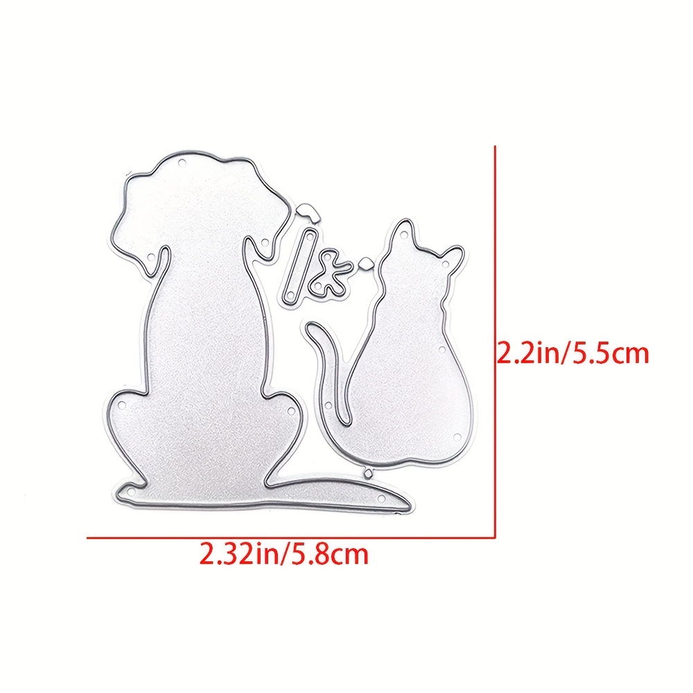 TEMU 1pc Metal Engraving Die - Cute Sitting Cats And Puppies, Suitable For Scrapbooking, Card Making, Journal Decoration - Durable Metal Material -