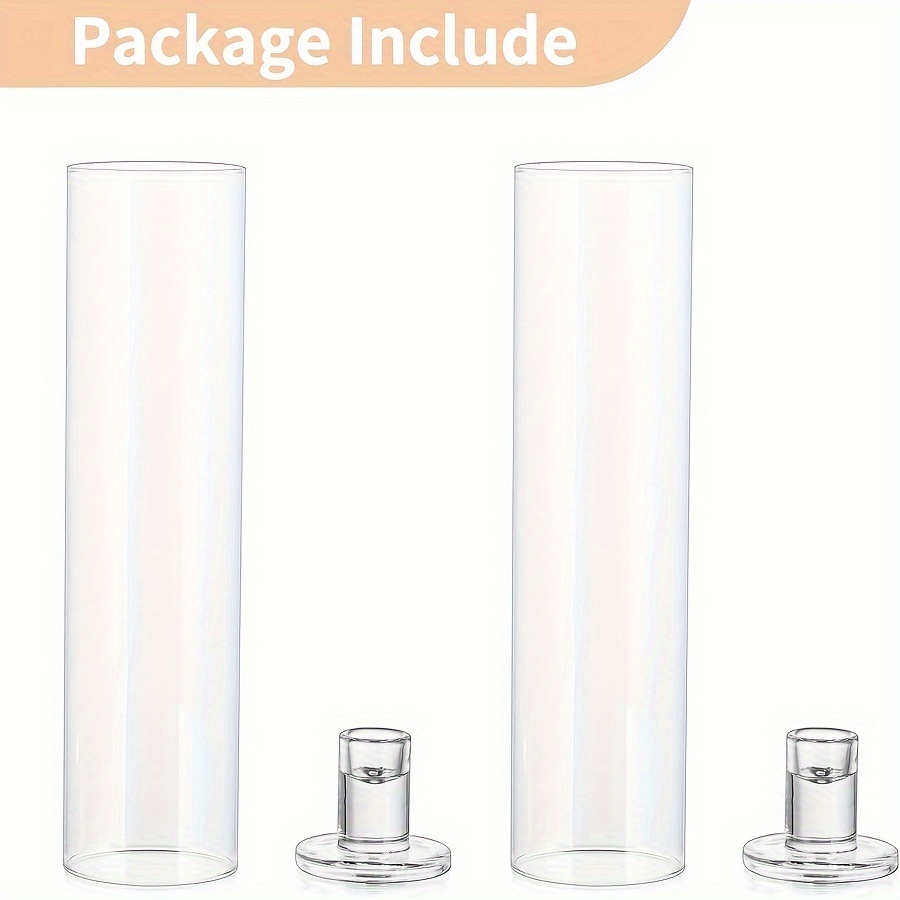 Image of Elegant Glass Candlestick Holder For Standard Taper Candles - Festive Decorations And