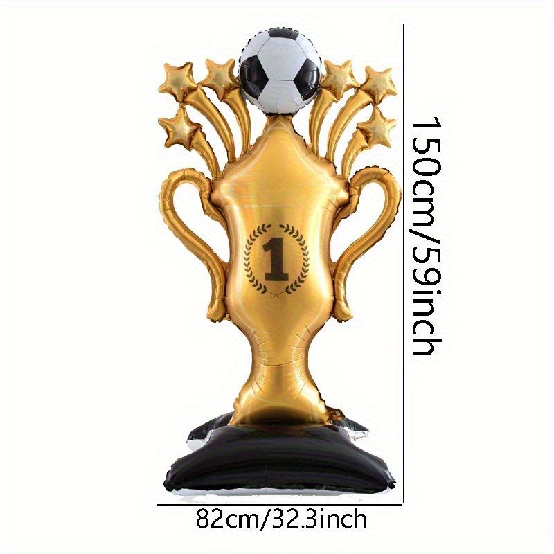 Soccer Event 2026 - 1pc 59-inch Standing Football Trophy Foil Balloon, Football No.1 Theme Home Decor, Prop, Themed Decoration Atmosphere Creation And Arrangement