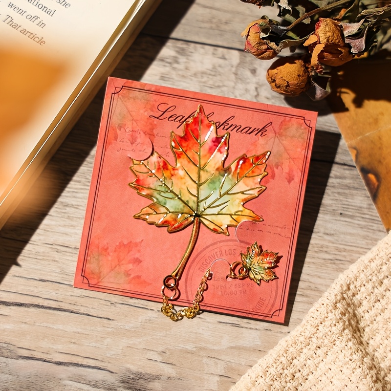 1pc Vintage Leaf Bookmark With Metal Pendant Ideal Gift For Book Lovers, Suitable For Students, Teachers And Writers
