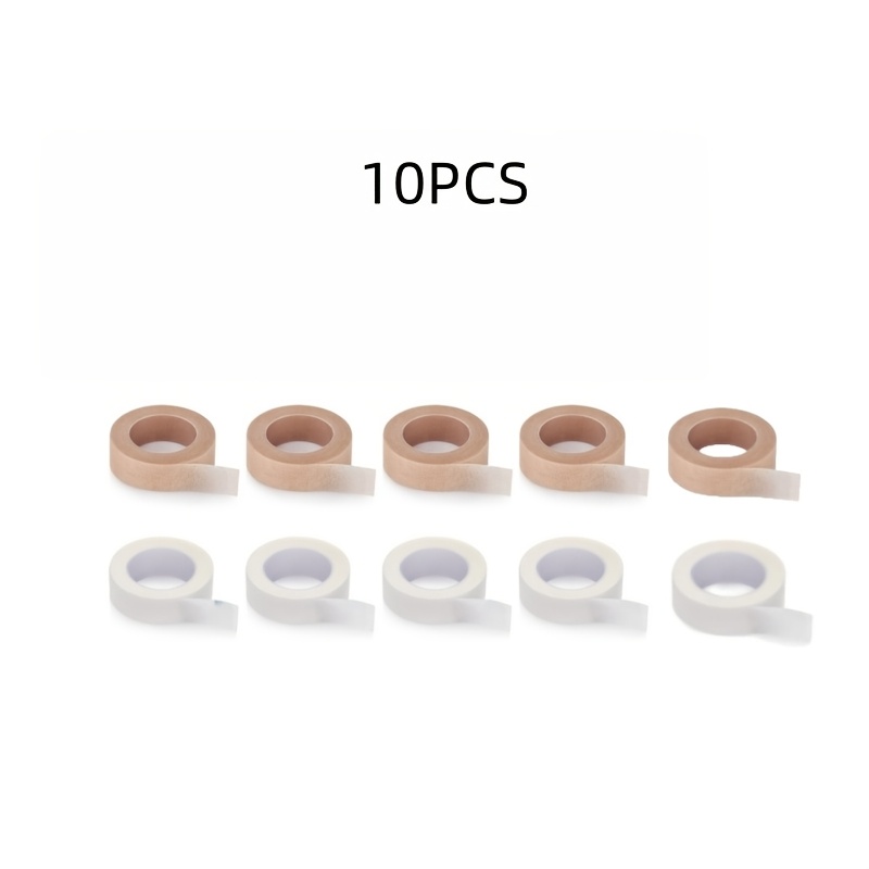 10pcs Double Eyelid Eyelash Grafting Tape, Breathable And Easy To Tear, Skin Patch, Nose Tape, Breathable (5pcs White 5pcs Beige)