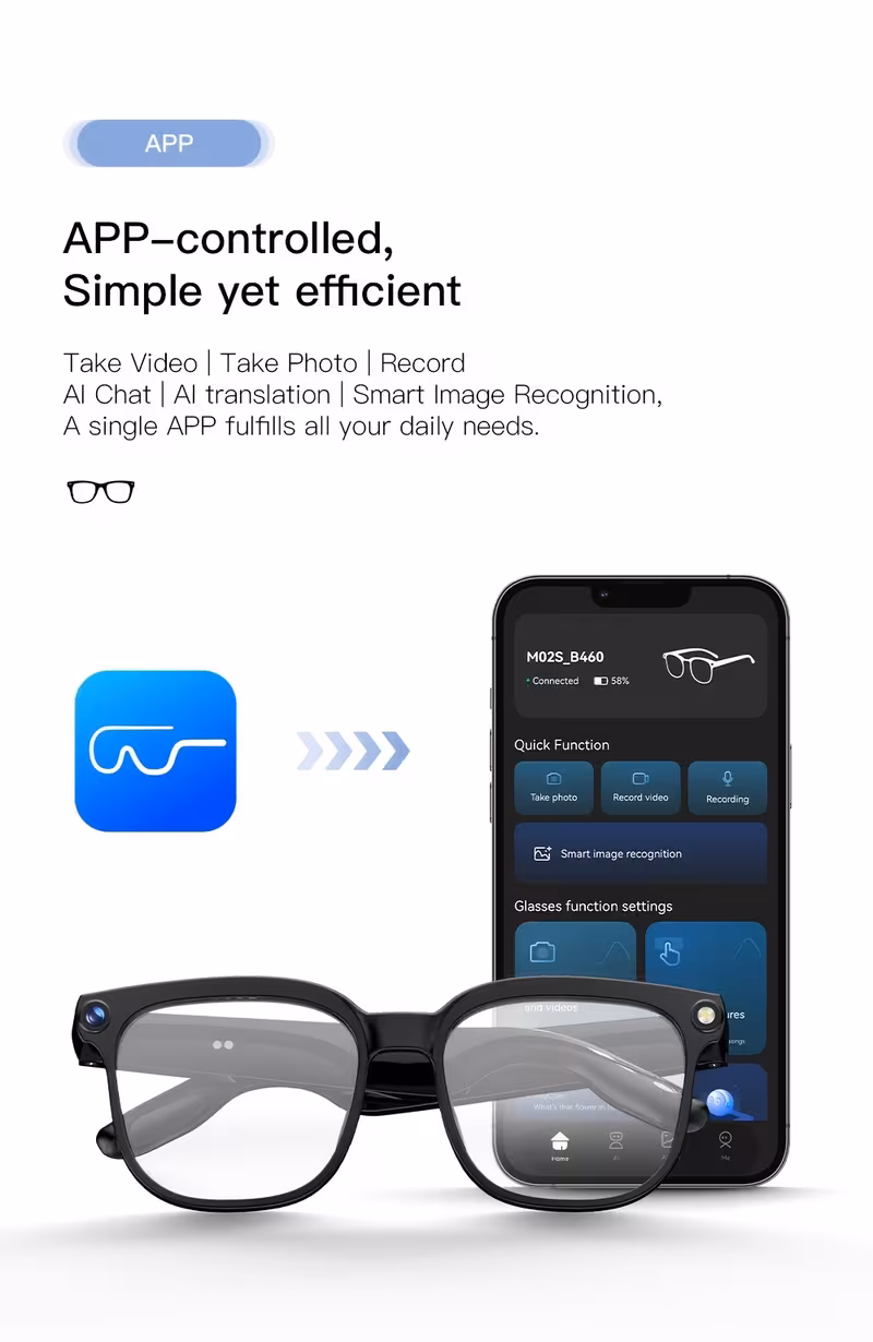 ai smart 1080p hd video recording glasses ai assistant real time translation record audio smart glasses with color changing lenses for travel sports outdoor use valentines day gift Product details 7