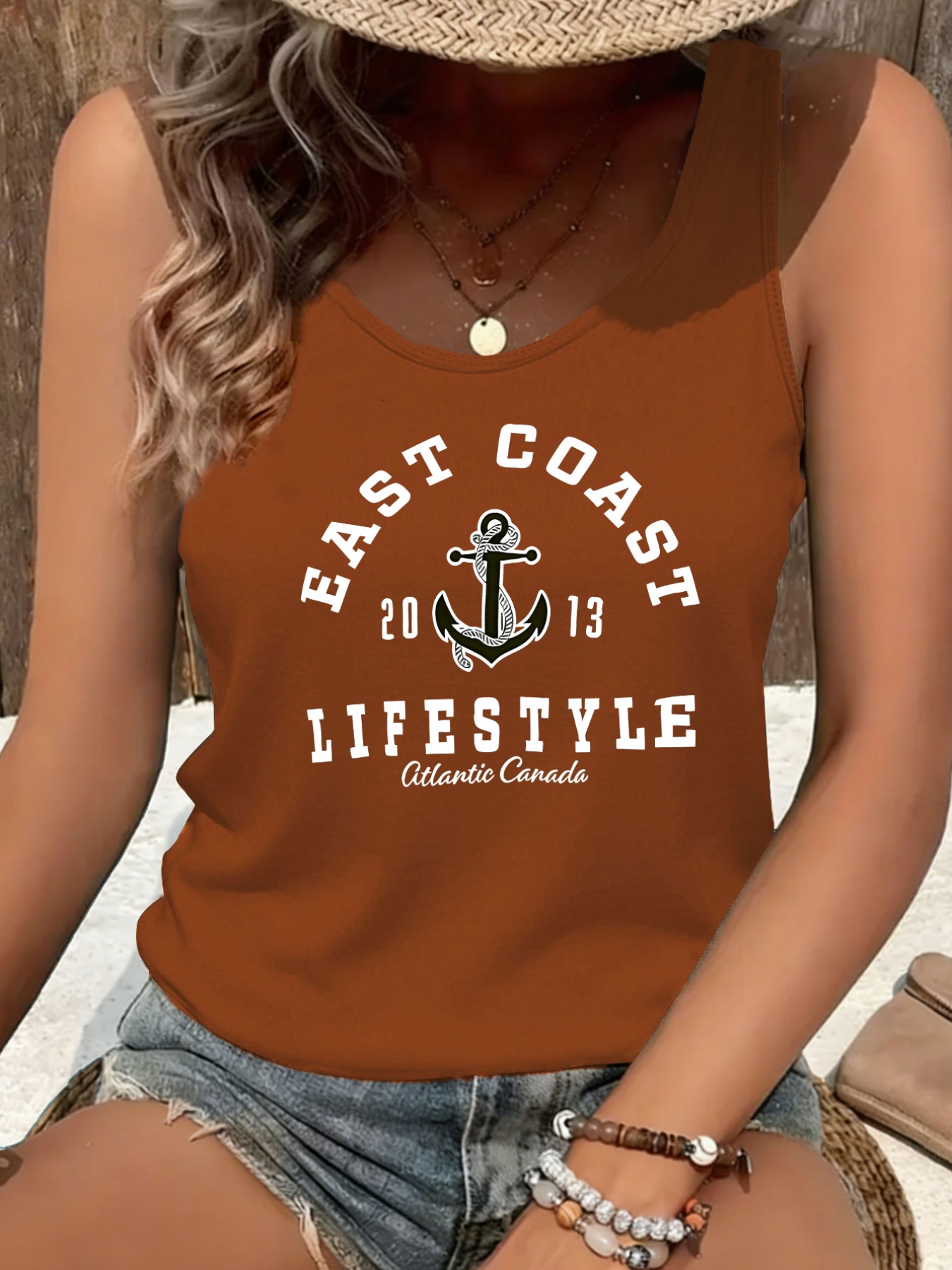 summer beach   womens casual athletic vest   pattern and   lettering   design athletic vest