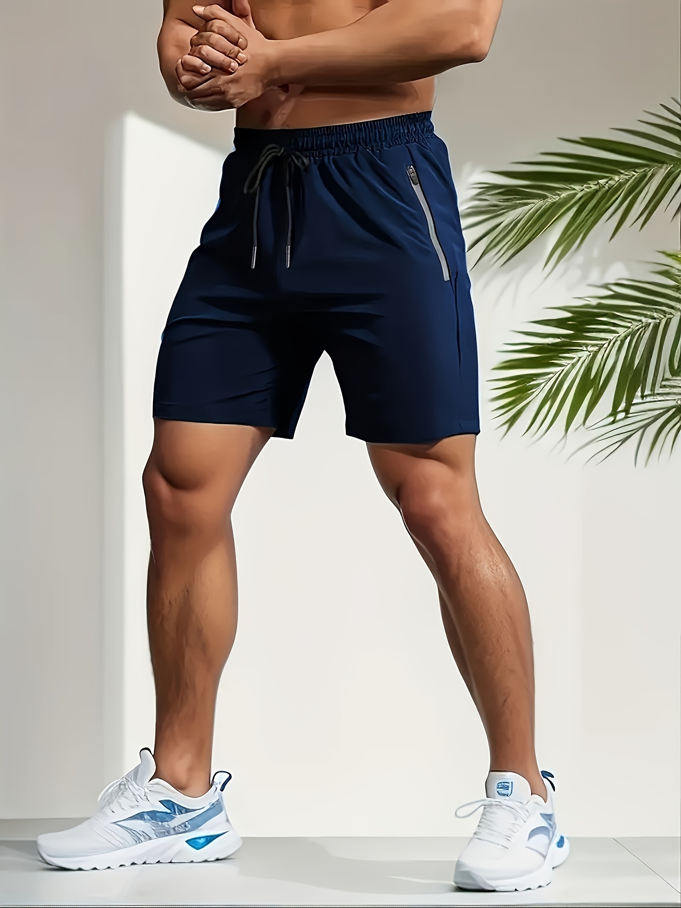 Men's Casual Black Drawstring Shorts with Zipper Pockets - Lightweight Polyester, Letter Print, Ideal for Summer Workouts & Beach Activities
