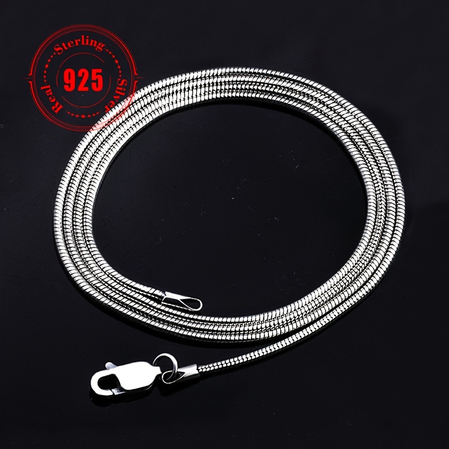 

1pc925 Sterling Silver Low Sensitivity Round Snake Bone Chain Retro Simple Style Suitable For Daily Wear With Gifts For Men And Women Universal Couple Necklace (10.5g/0.370oz)