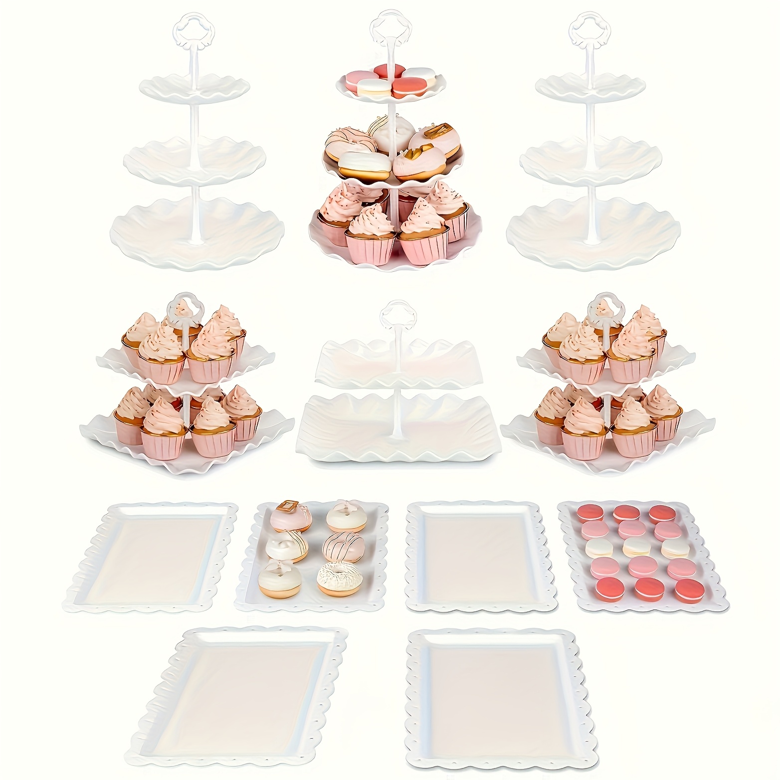 TEMU Set di 12 supporti per cupcake in PP, dotati di robusti supporti in plastica, facili da pulire, ideali per riunioni di compleanno, feste di