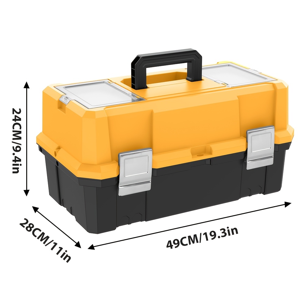 TEMU Large 3-tier Metal Tool Box, Foldable Tool Storage Box, Multi-compartment Design Suitable For Most Tools, Reinforced Material For Durability, 21