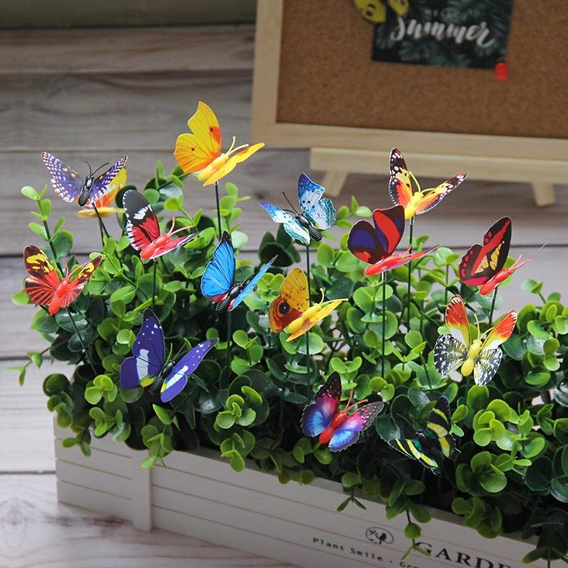 

10pcs 3d Butterfly Stakes Decor, Colorful Butterfly Stakes For Garden Yard Planter, Outdoor Decoration, Patio Decor, Flower Pots Bonsai Decoration