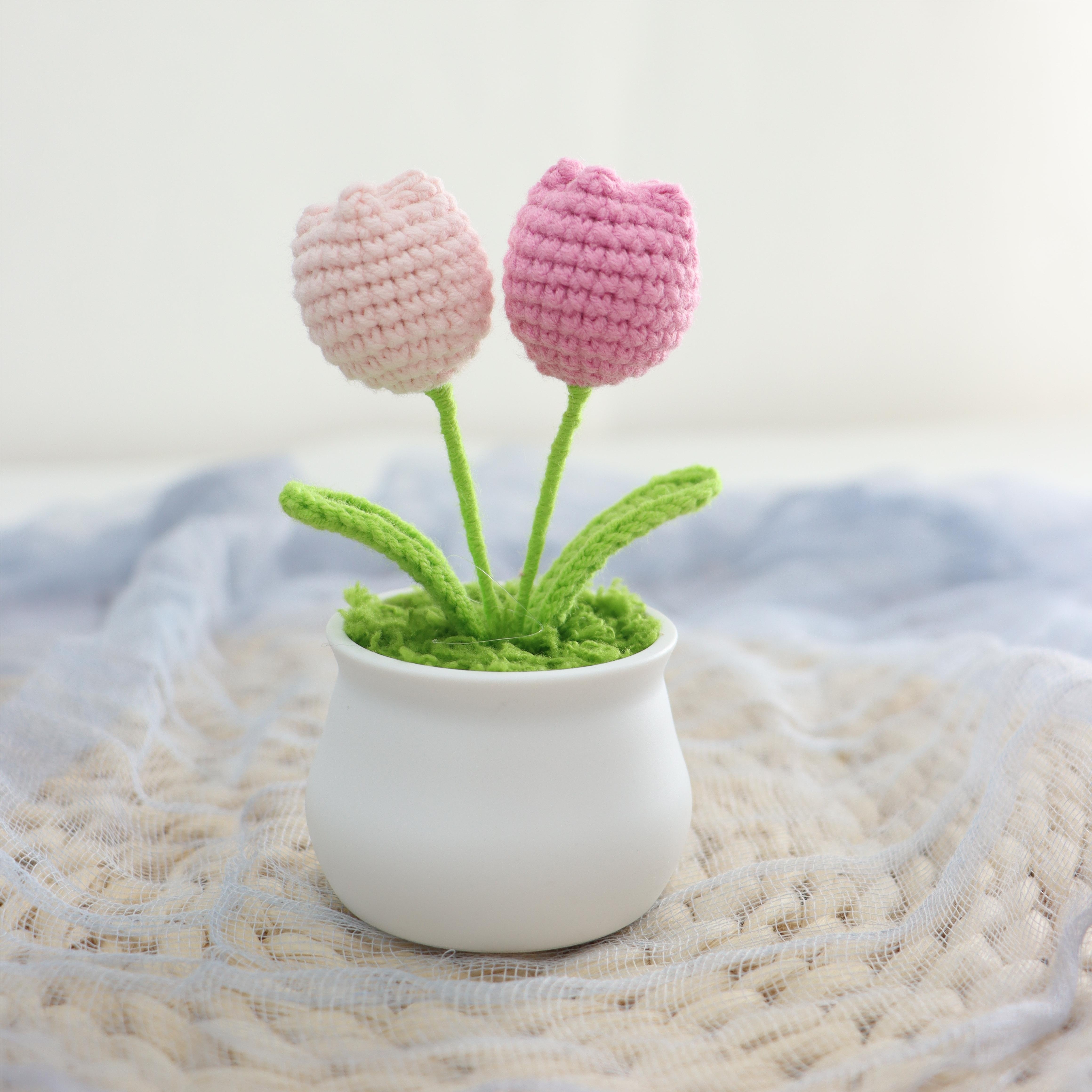 TEMU Pots de fleurs de au crochet à , design floral artificiel réaliste, pour une , des parents, des amis, décoration et les fêtes, idéal pour Noël,