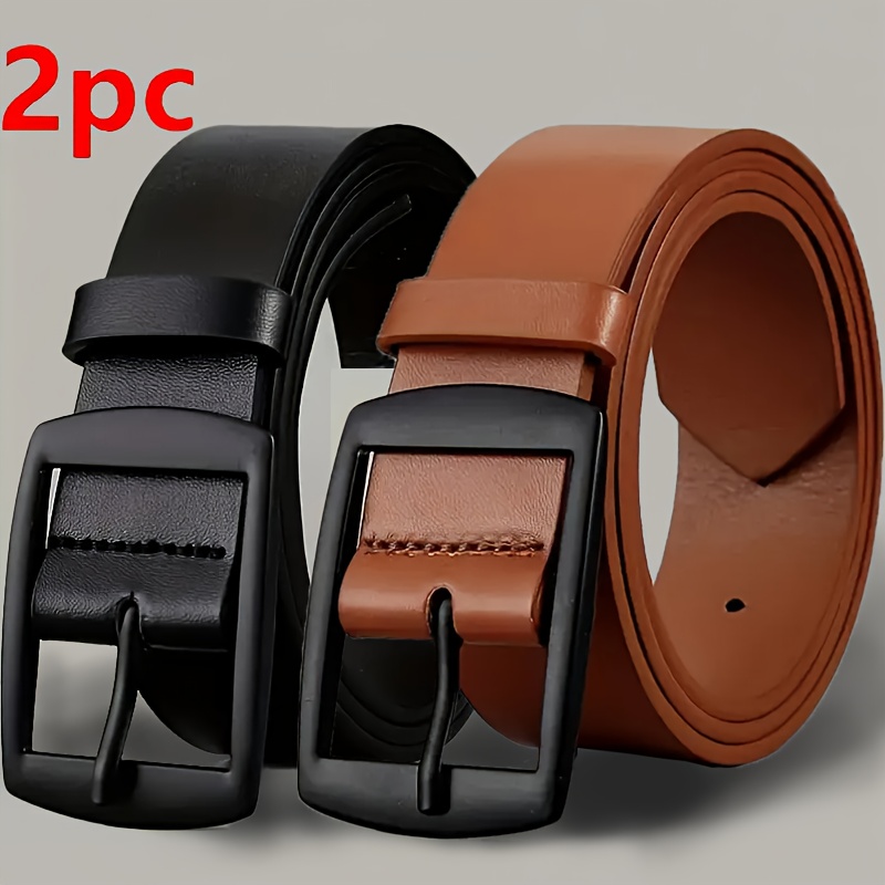 1/2/3pcs Men's Fashion Belt with Alloy Pin Buckle Design, Available in Brown & Black Options – Stylish for Jeans. Premium Craftsmanship, Durable Finish, Shiny Alloy Head, Perfect for Casual Business Wear. Ideal for Youth to Middle-Aged Men, Enhances Style with Minimalist Lines on Chinos, Work Pants, and Denim