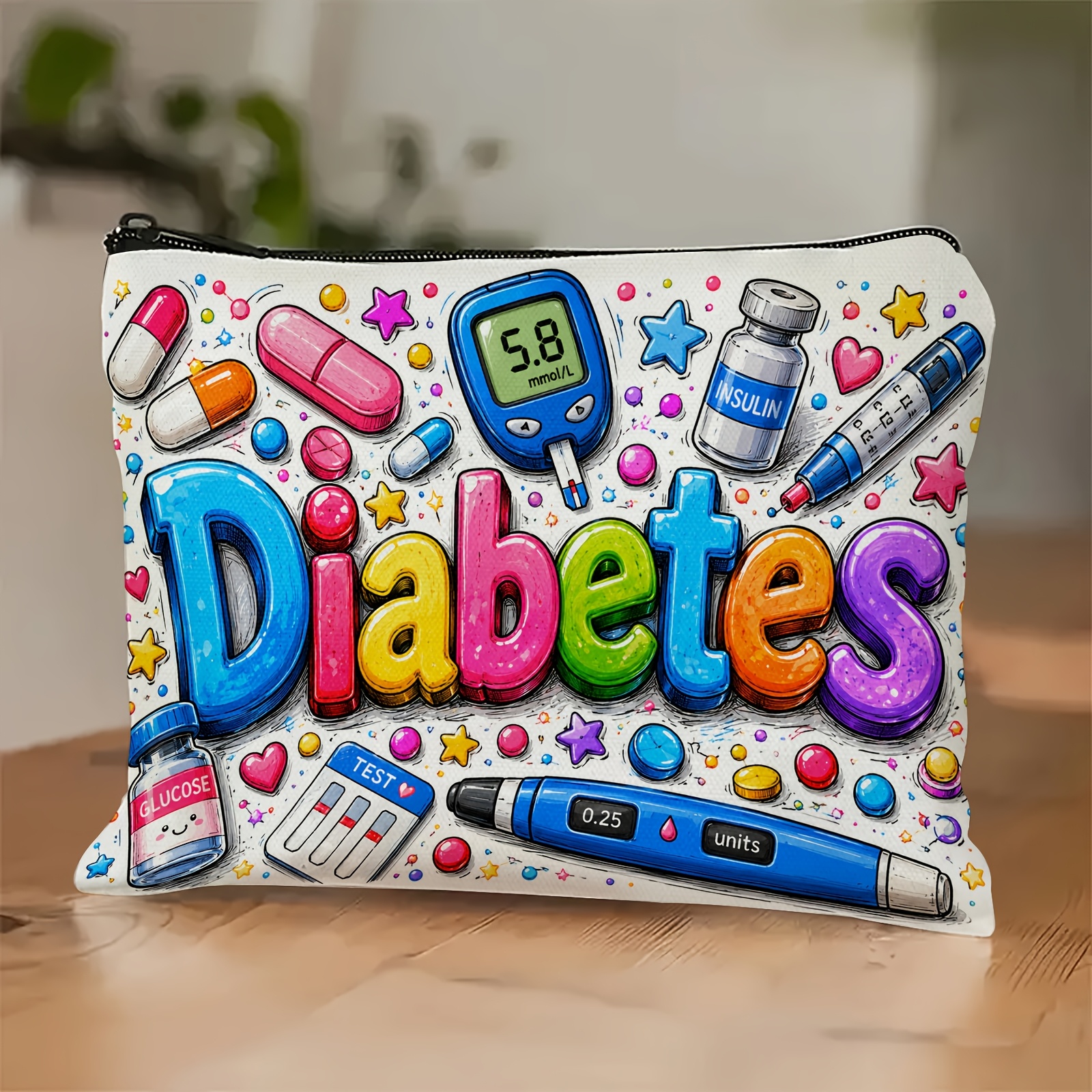 TEMU This Makeup Bag With A -themed Pattern Is A Portable Handbag That Can Store Cosmetics, Insulin, Medication, And Everyday Medicines, Making It