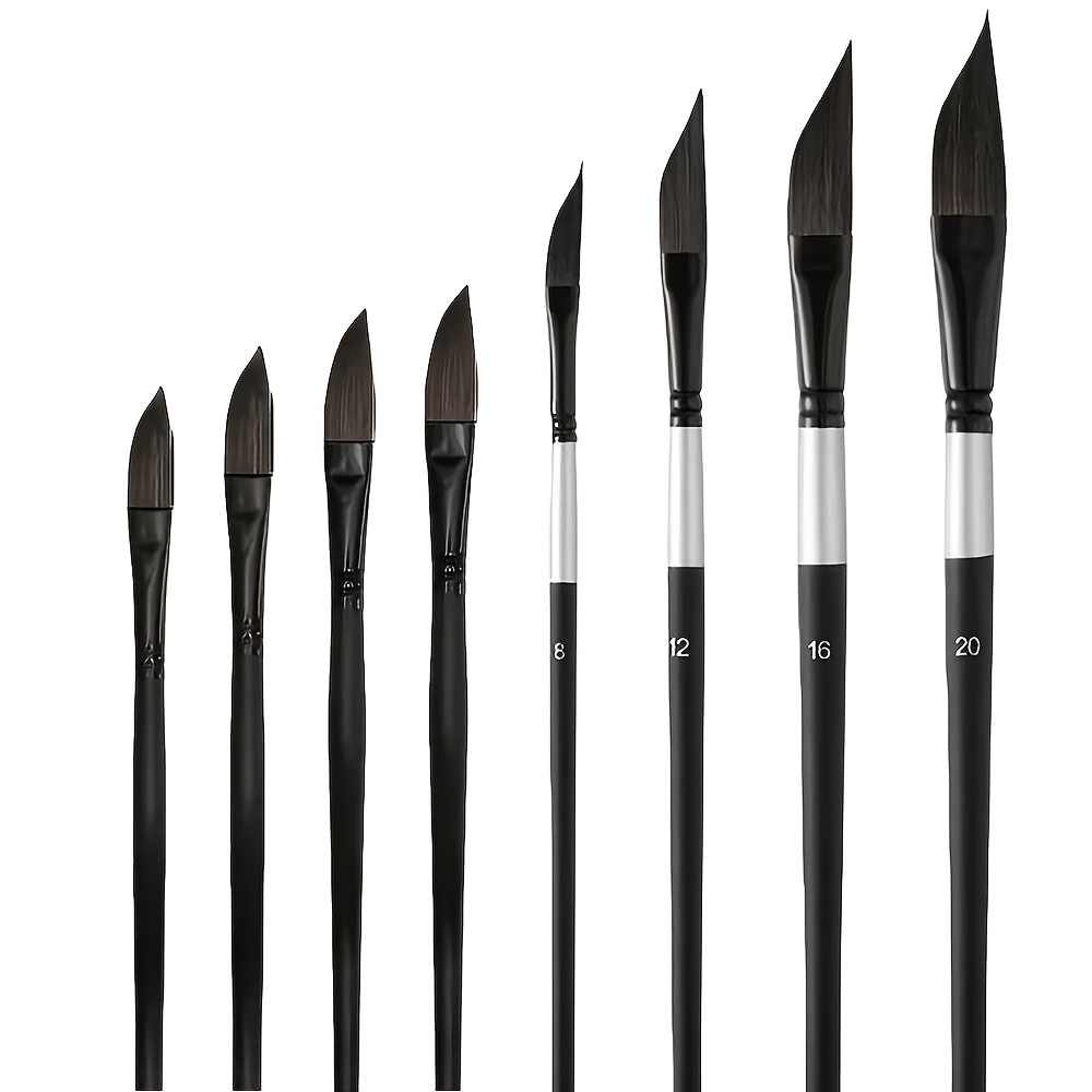 E-shop Dom 8 10-teiliges abgewinkeltes Pinselset, ergonomische Künstlerpinsel mit bequemem Griff, Mehrzweck für Aquarell, Acryl, Gouache Öl,