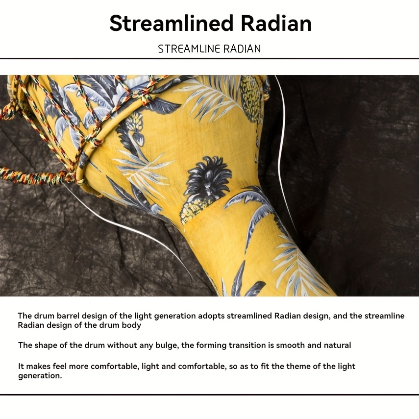 Keland African Drum - Lightweight Hand Drum with Vibrant Yellow & Design, Tuning-Free Modern Material, Excellent Bass, Midrange & Treble, Perfect for Rhythm Practice