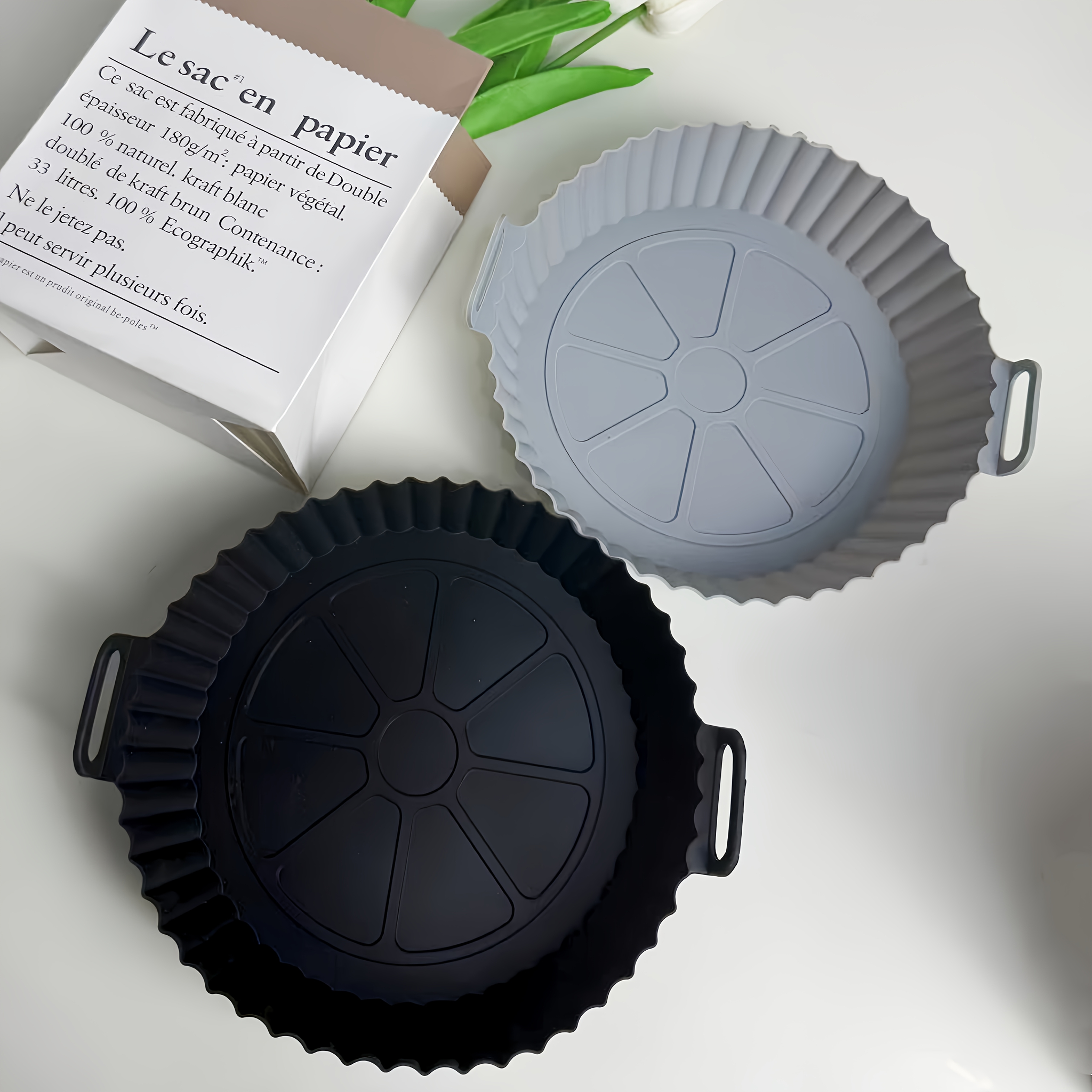 Image of 2pcs Round Air Fryer Silicone Pads, High-temperature Resistant Oil-proof Baking Tools, Multifunctional Easy- For Roasting