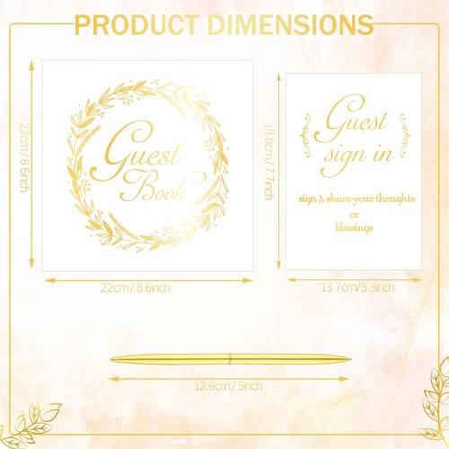 1pc guest book with pen and table cards 9 x 9 inch guest book wedding reception 50 sheets sign in book wedding memory book for wedding party bridal shower guest